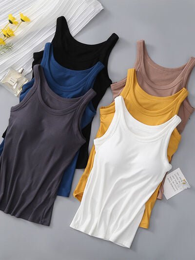 Round Neck Tank with Bra - AlterEgo Trading Company