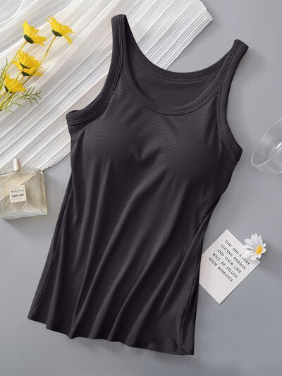 Round Neck Tank with Bra - AlterEgo Trading Company