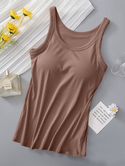 Round Neck Tank with Bra - AlterEgo Trading Company