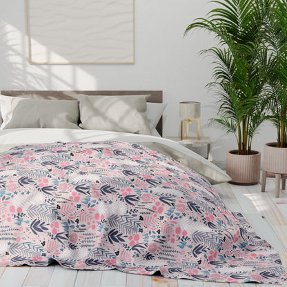 Serenity in Bloom - Pastel Floral Fleece Blanket - Trendy AF