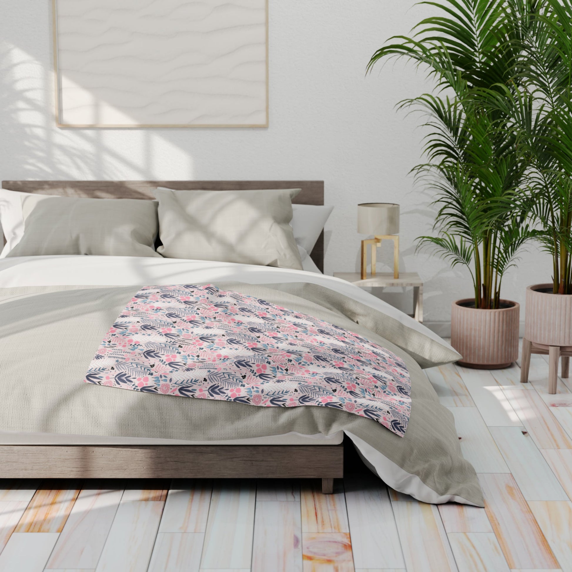 Serenity in Bloom - Pastel Floral Fleece Blanket - Trendy AF