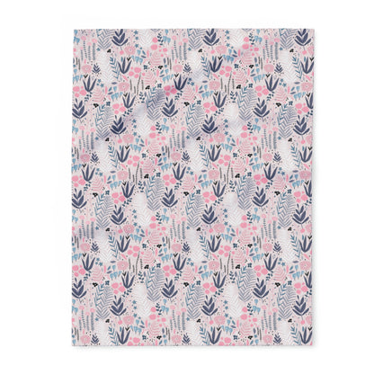 Serenity in Bloom - Pastel Floral Fleece Blanket - Trendy AF