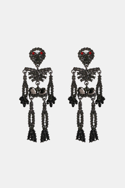 Skeleton Shape Glass Stone Dangle Earrings - Trendy AF