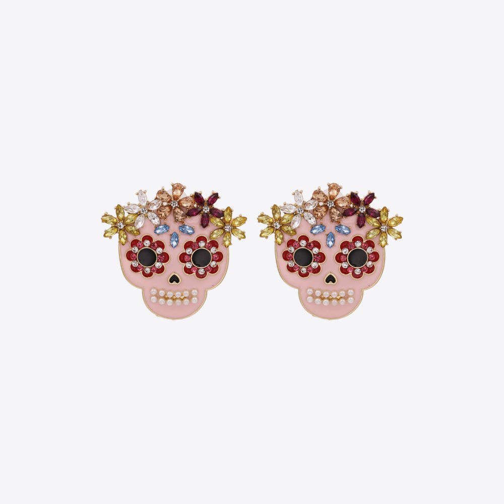 Skull Rhinestone Alloy Earrings - Trendy AF