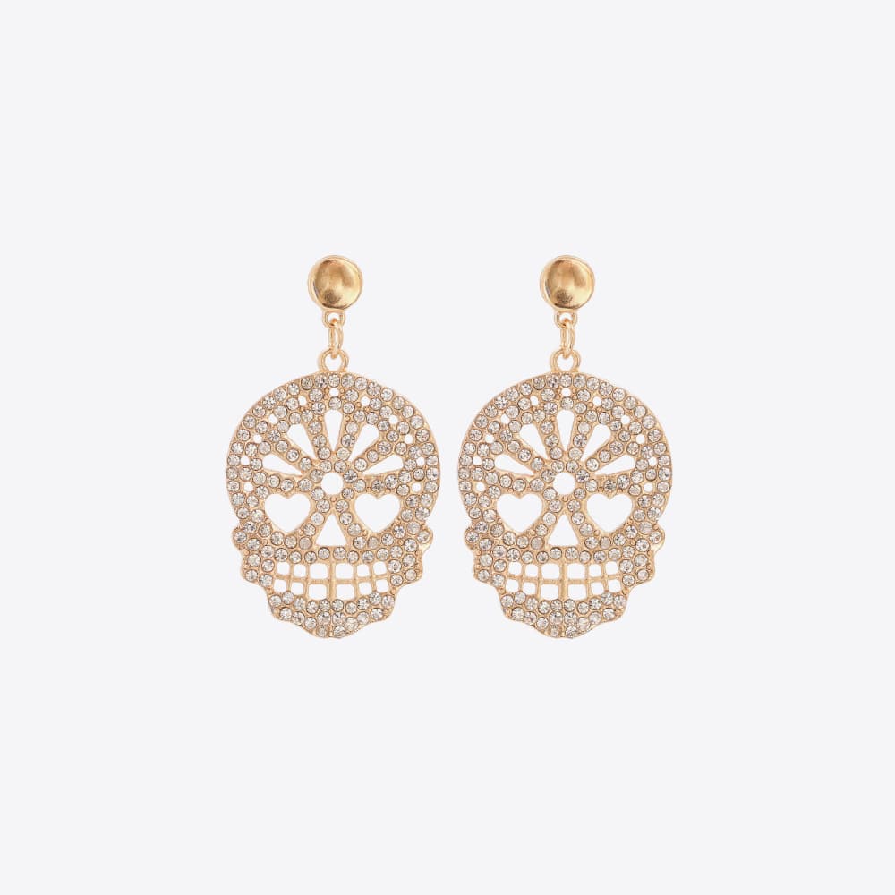 Skull Rhinestone Alloy Earrings - Trendy AF