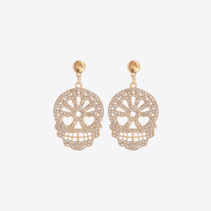 Skull Rhinestone Alloy Earrings - Trendy AF