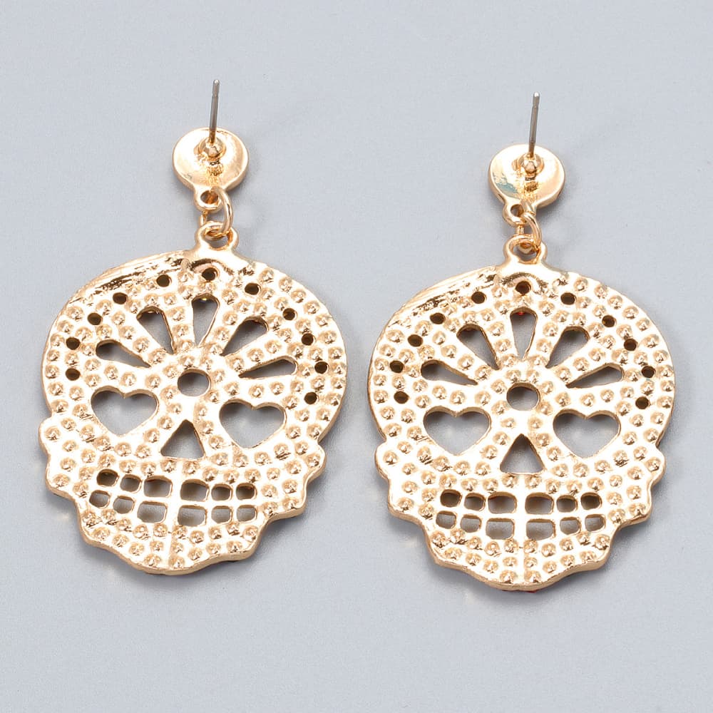 Skull Rhinestone Alloy Earrings - Trendy AF