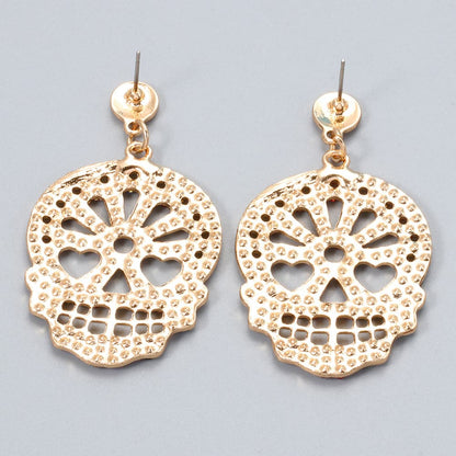 Skull Rhinestone Alloy Earrings - Trendy AF