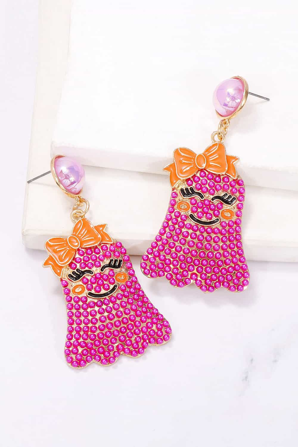 Smiling Ghost Shape Synthetic Pearl Earrings - Trendy AF