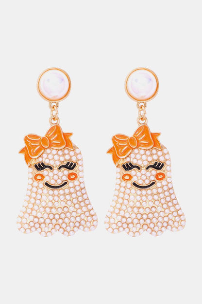 Smiling Ghost Shape Synthetic Pearl Earrings - Trendy AF