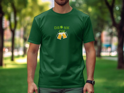 St. Patrick's Day Beer T-Shirt, Drink On Clover Graphic Tee, Funny Irish Pub Party Shirt, Unisex Beer Lover Gift - Trendy AF