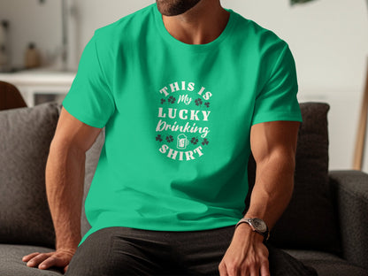 St. Patrick's Day Lucky Drinking Shirt, Green Clover Beer Graphic Tee, Unisex Party Celebration T-Shirt - Trendy AF