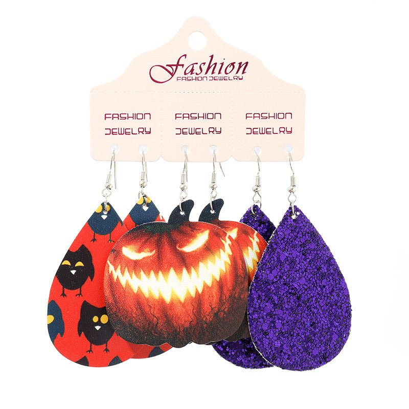 Teardrop Shape Halloween Theme Dangle Earrings - Trendy AF