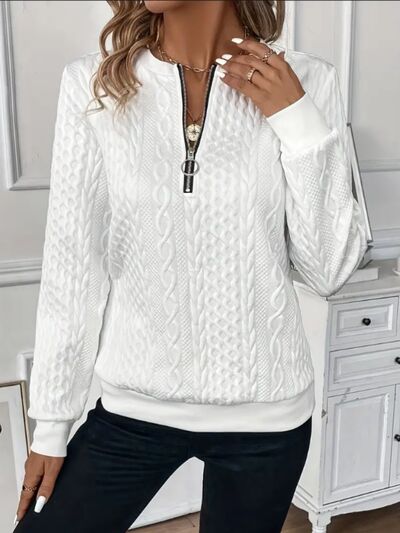 Texture Half Zip Long Sleeve Sweatshirt - AlterEgo Trading Company