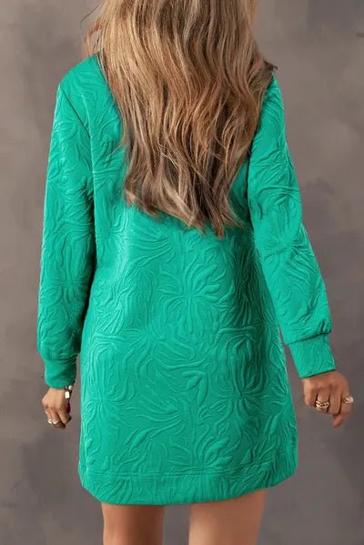 Texture Quarter Zip Long Sleeve Mini Dress - AlterEgo Trading Company