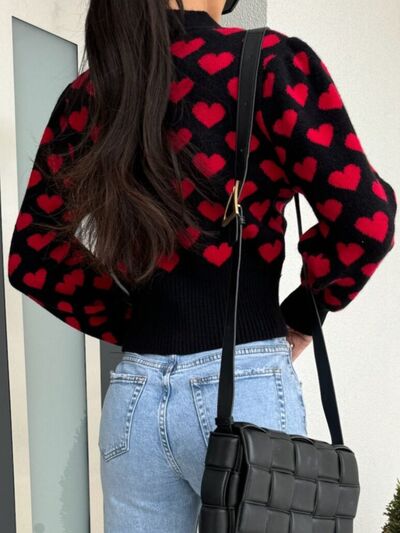 Valentine’s Day Heart V - Neck Cropped Cardigan - AlterEgo Trading Company