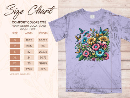 Vibrant Floral Bird T-Shirt, Colorful Nature Inspired Clothing, Unisex Tee with Spring Flowers and Hummingbirds - Trendy AF