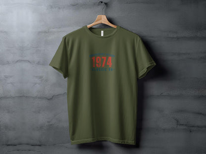 Vintage 1974 Anniversary Edition T-Shirt, Classic 50th Birthday Gift, Retro Style Unisex Tee, Soft Cotton Casual Wear, Unique Design - Trendy AF