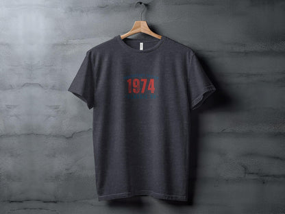 Vintage 1974 Anniversary Edition T-Shirt, Classic 50th Birthday Gift, Retro Style Unisex Tee, Soft Cotton Casual Wear, Unique Design - Trendy AF