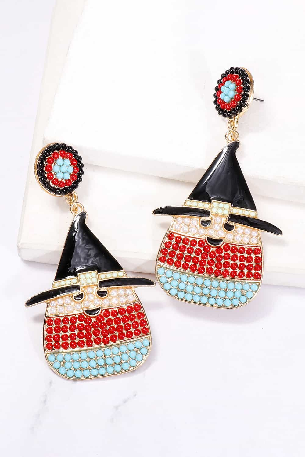 Witch's Hat Shape Synthetic Pearl Dangle Earrings - Trendy AF