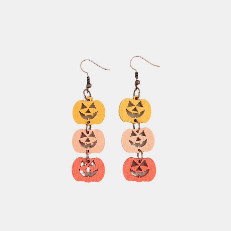 Wooden Contrast Pumpkin Earrings - Trendy AF