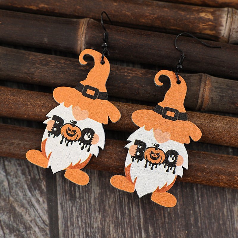 Wooden Dwarfs Pumpkin Dangle Earrings - AlterEgo Trading Company