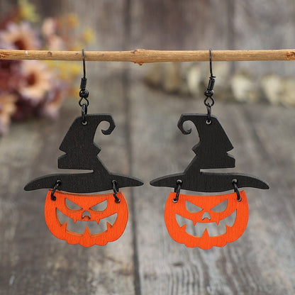 Wooden Pumpkin Shape Earrings - Trendy AF